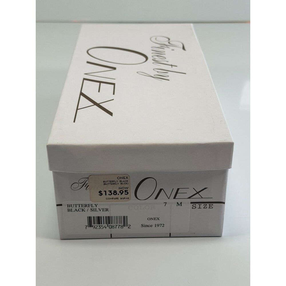 NEW Onex Rhinestone Butterfly Black Silver Chrome Wedge Heel Sandal 7M - Picture 2 of 12